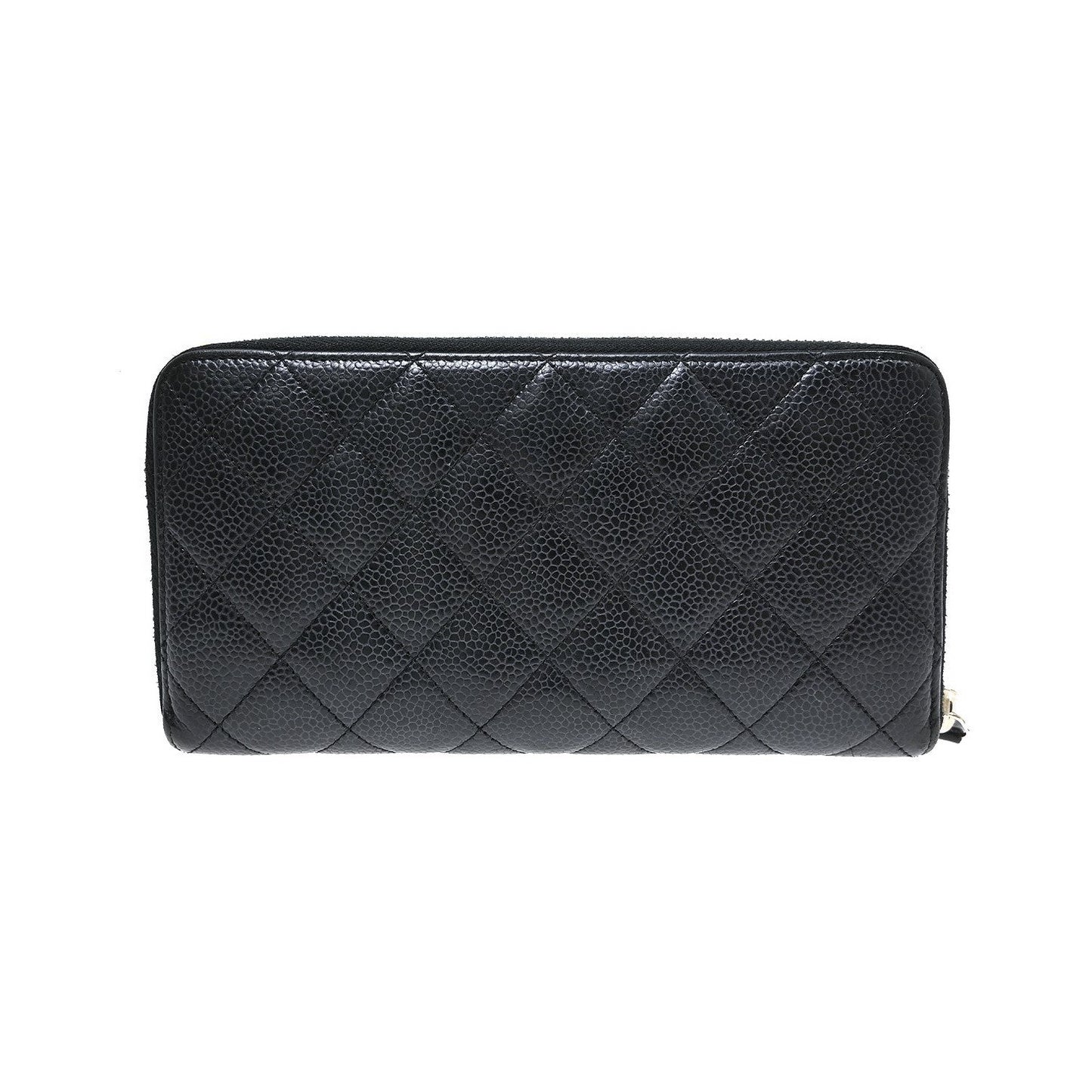 Chanel Zip Around Organizer Quilted Caviar, Black, Leather, Wallet