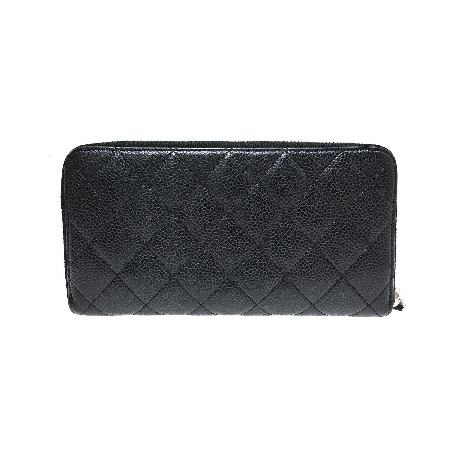 Chanel Zip Around Organizer Quilted Caviar, Black, Leather, Wallet