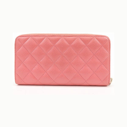 Chanel Zip Around Organizer Quilted Caviar, Pink, Leather, Wallet