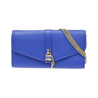 Chloe Aby Chain Leather, Blue, Leather, Shoulder Bag