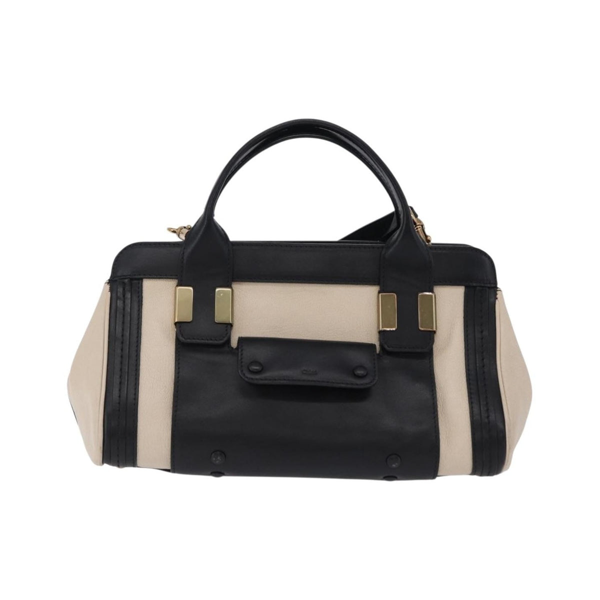 Chloe Alice Satchel Leather, Black, Leather, Handbag