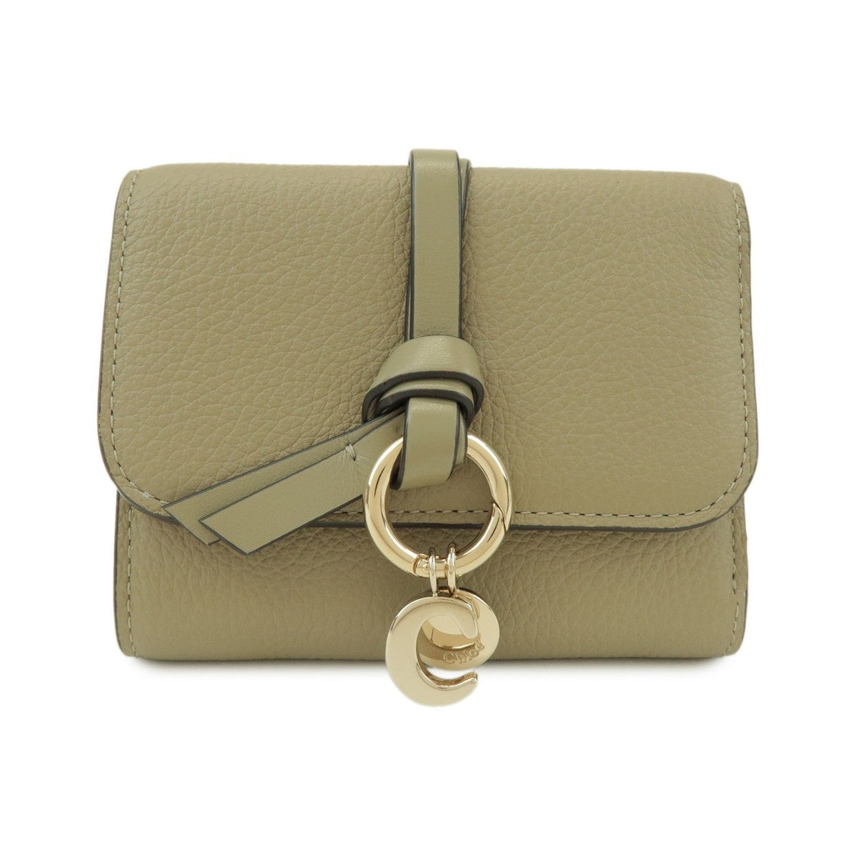 Chloe Alphabet Trifold Leather, Khaki, Leather, Wallet