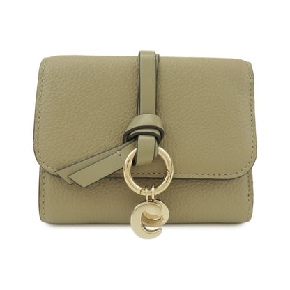 Chloe Alphabet Trifold Leather, Khaki, Leather, Wallet