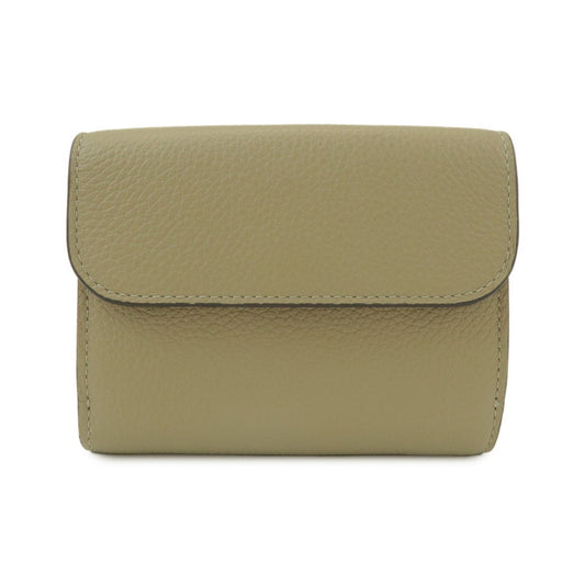 Chloe Alphabet Trifold Leather, Khaki, Leather, Wallet