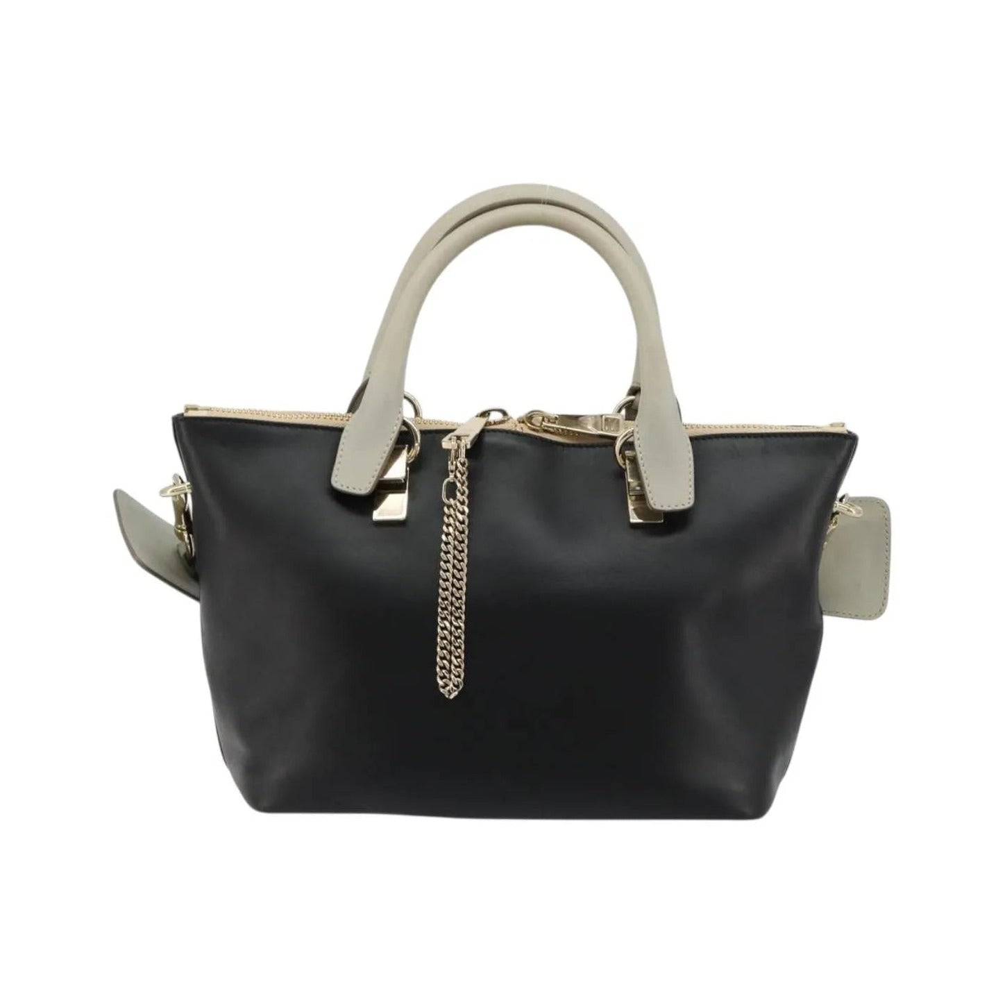 Chloe Bicolor Baylee Satchel Leather, Black, Leather, Handbag
