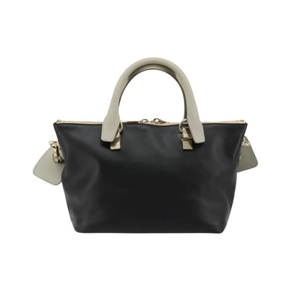 Chloe Bicolor Baylee Satchel Leather, Black, Leather, Handbag