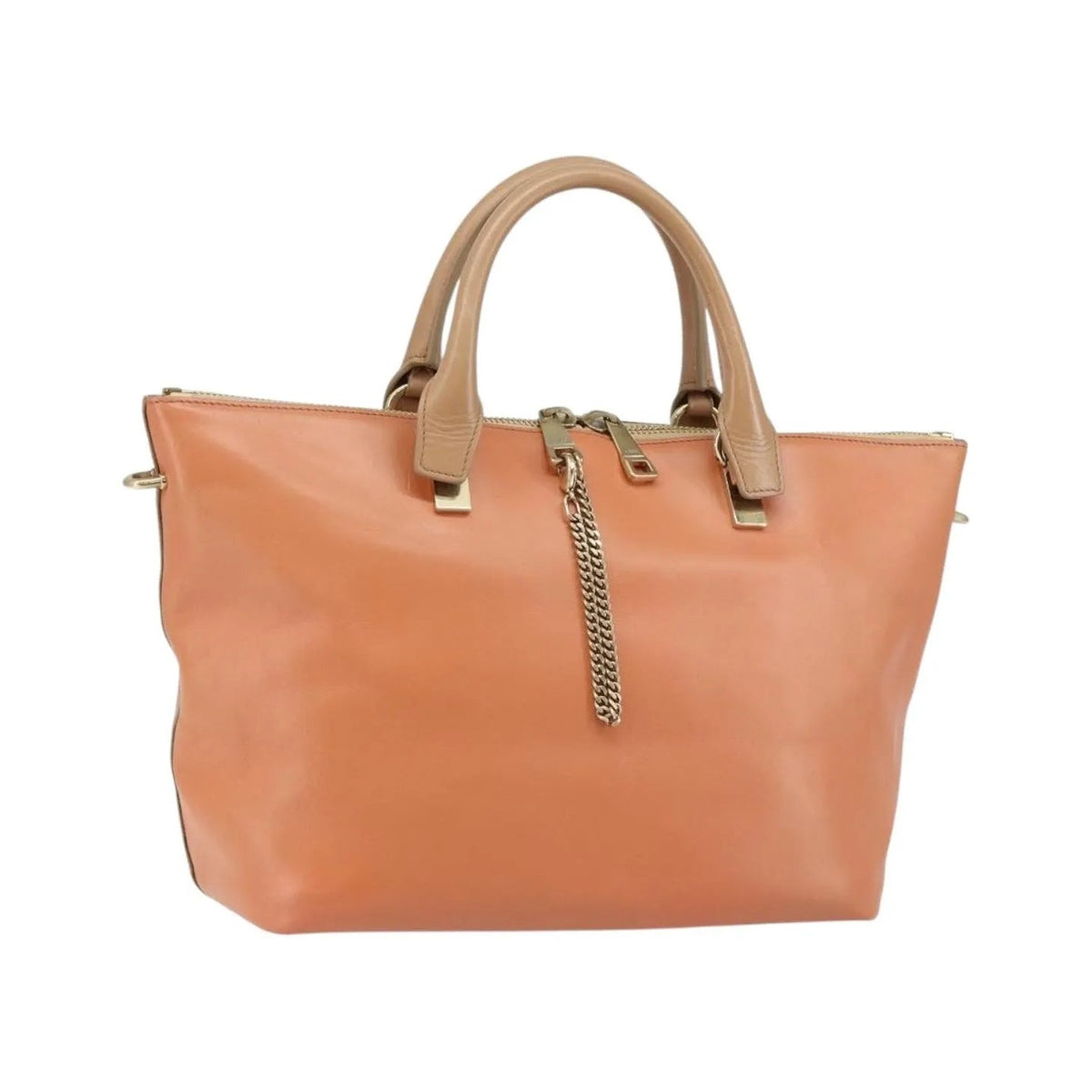 Chloe Bicolor Baylee Satchel Leather, Orange, Leather, Handbag