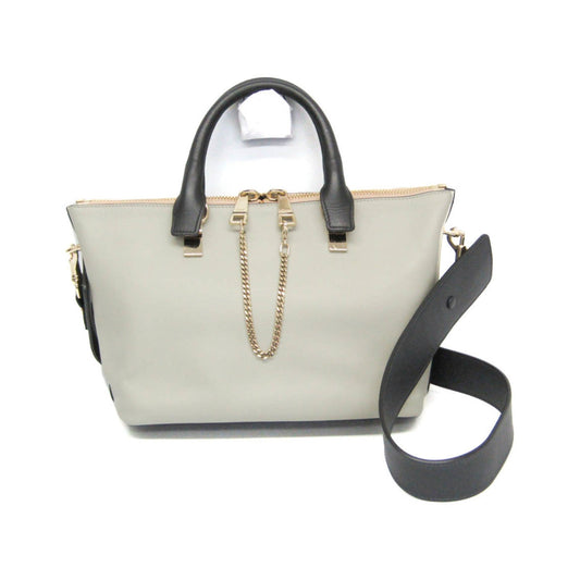 Chloe Bicolor Baylee Satchel Leather, Gray, Leather, Handbag
