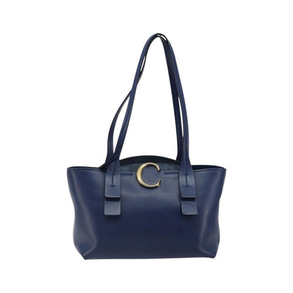 Chloe C Zipped Leather, Blue, Leather, Tote Bag