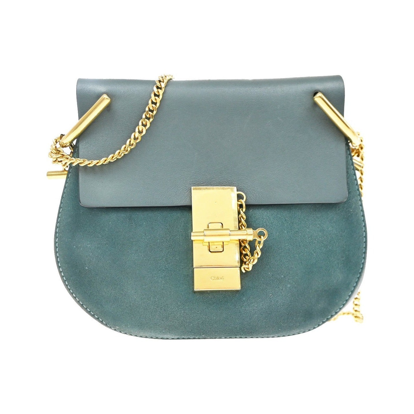 Chloe Drew Crossbody Bag Leather and Suede, Blue, Suede, Crossbody Bag