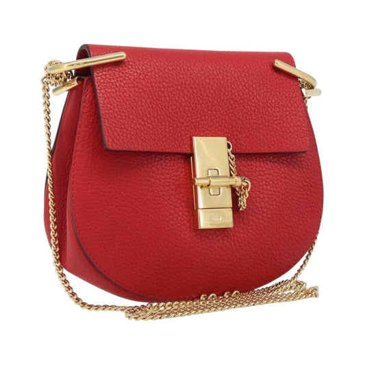 Chloe Drew Leather, Red, Leather, Crossbody Bag