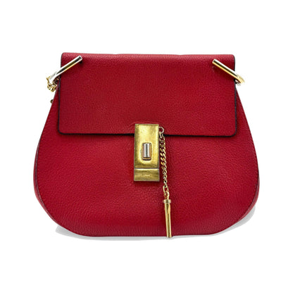 Chloe Drew Leather, Red, Leather, Crossbody Bag
