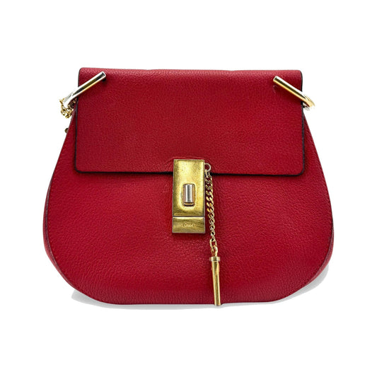 Chloe Drew Leather, Red, Leather, Crossbody Bag