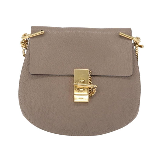 Chloe Drew Leather, Beige, Leather, Crossbody Bag