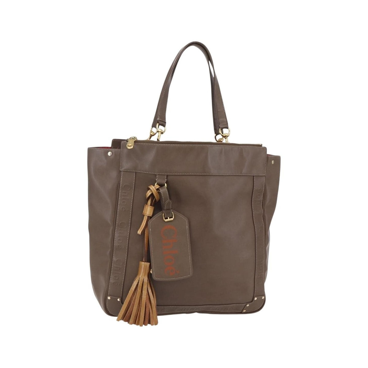 Chloe Eden Leather, Brown, Leather, Tote Bag