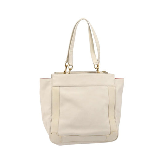 Chloe Eden Leather, White, Leather, Tote Bag