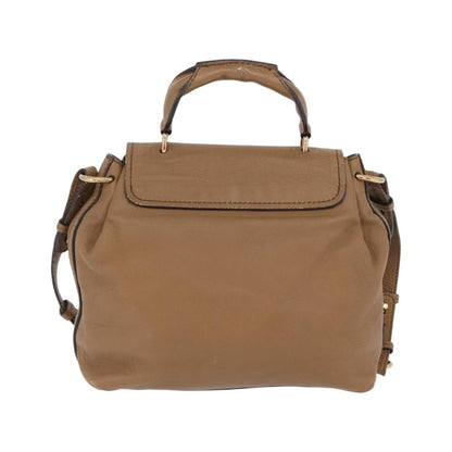 Chloe Elsie Convertible Satchel Leather, Brown, Leather, Handbag