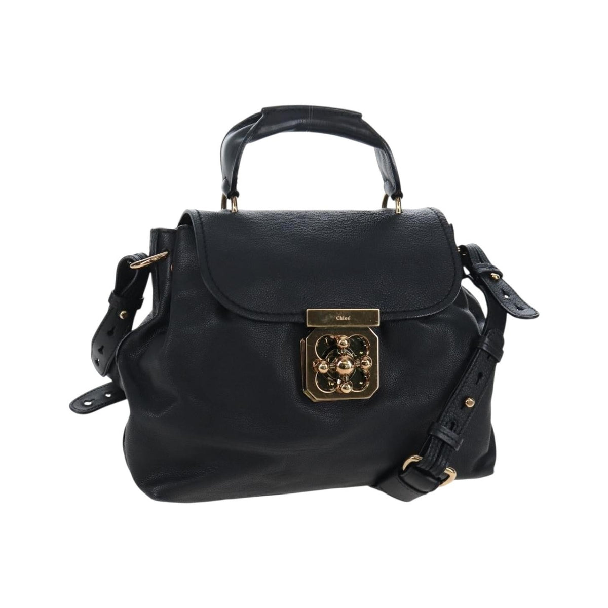 Chloe Elsie Convertible Satchel Leather, Black, Leather, Handbag