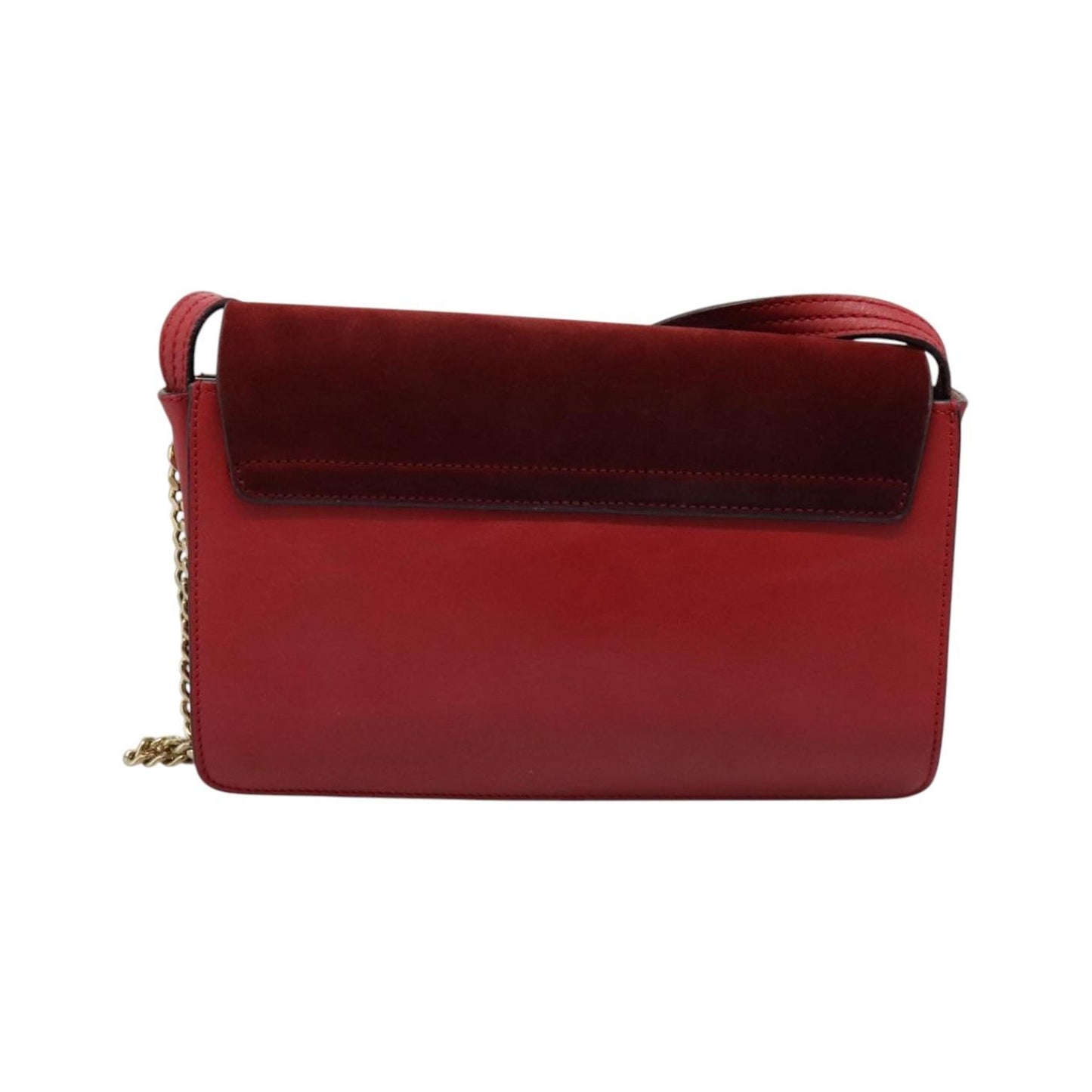 Chloe Faye Chain Leather and Suede, Red, Suede, Shoulder Bag