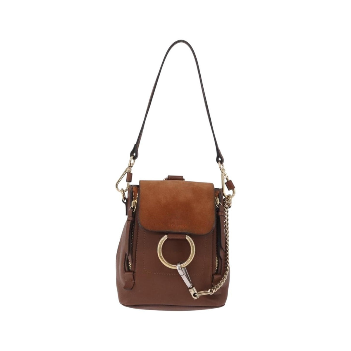 Chloe Faye Quilted Leather, Brown, Leather, Shoulder Bag