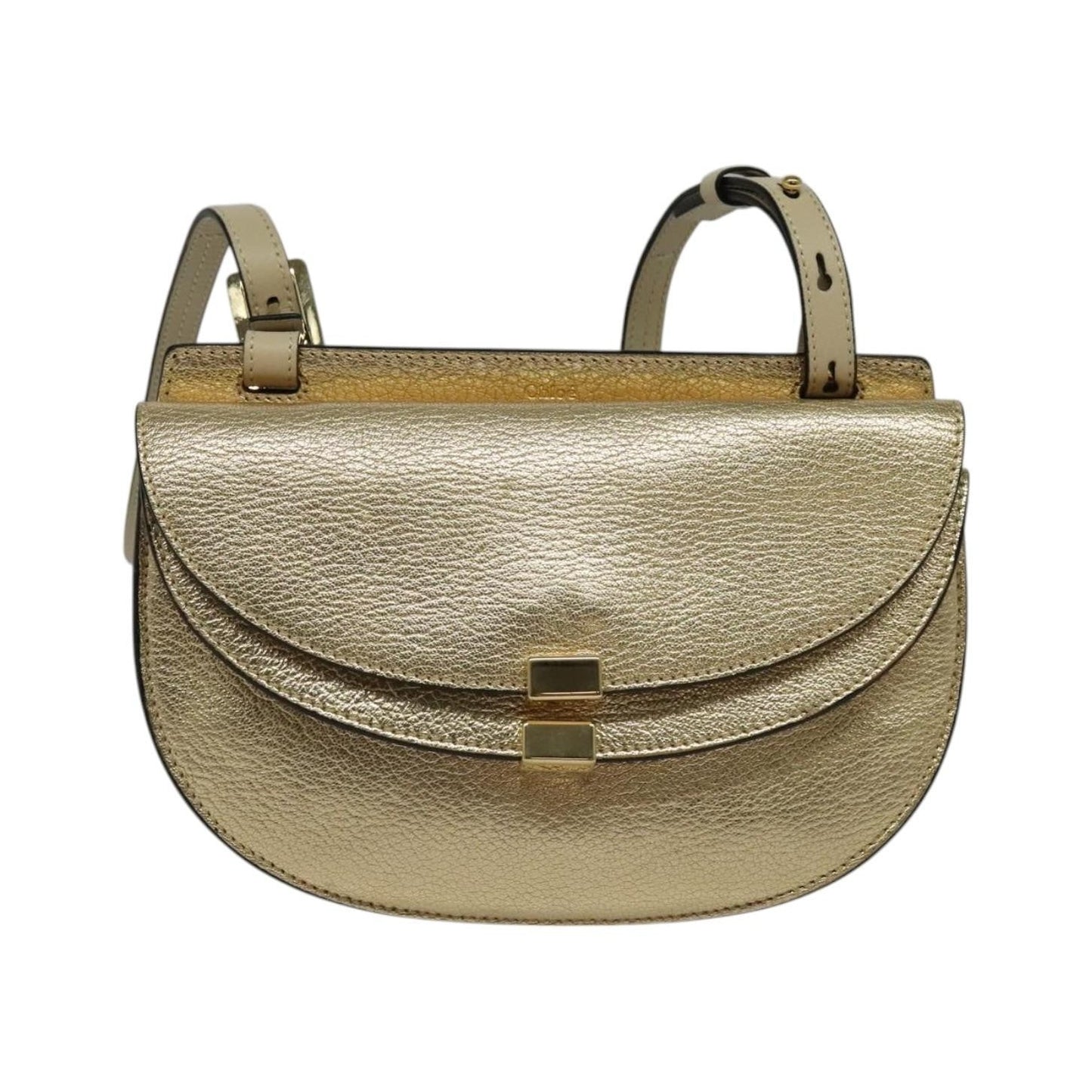 Chloe Georgia Leather, Gold, Leather, Shoulder Bag