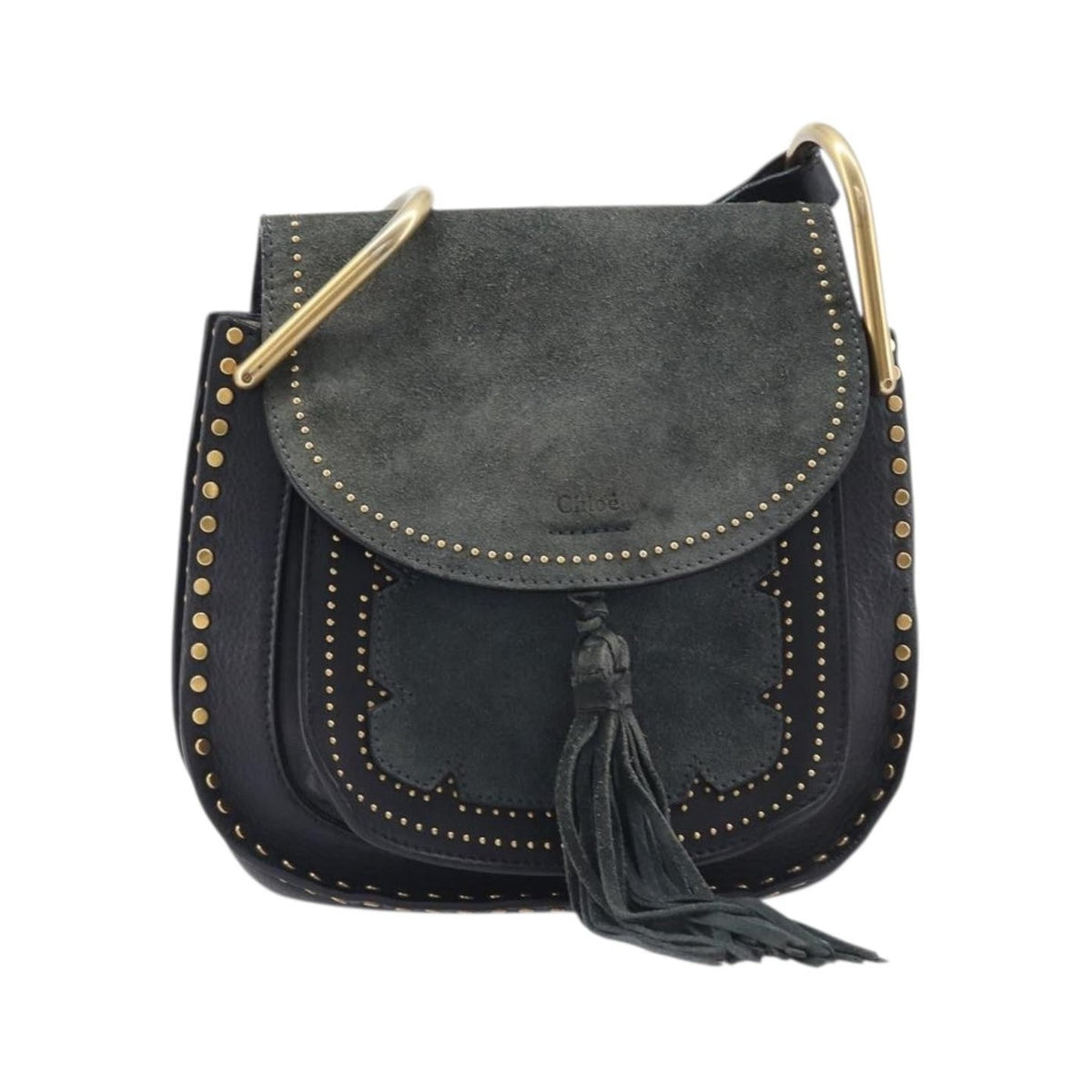 Chloe Hudson Studded Leather, Black, Leather, Handbag