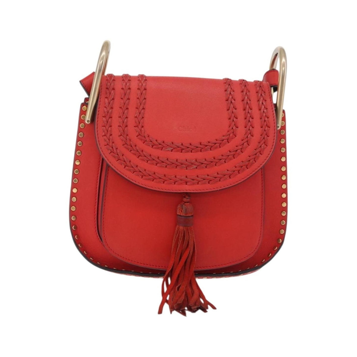 Chloe Hudson Whipstitch Leather, Red, Leather, Handbag