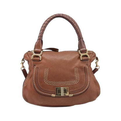 Chloe Marcie Satchel Leather, Brown, Leather, Handbag