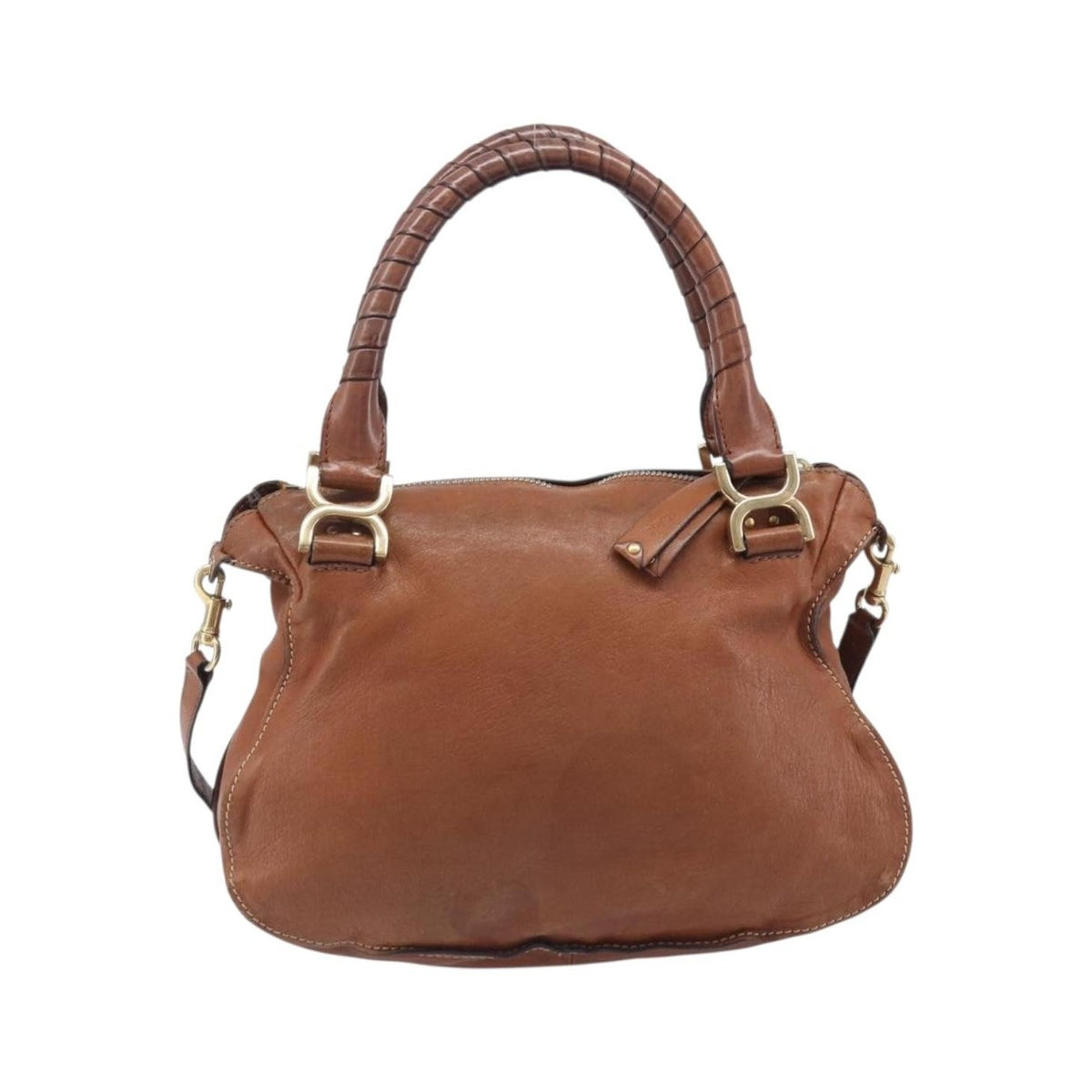 Chloe Marcie Satchel Leather, Brown, Leather, Handbag