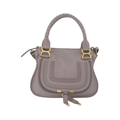 Chloe Marcie Satchel Leather, Gray, Leather, Handbag