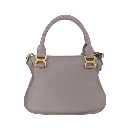 Chloe Marcie Satchel Leather, Gray, Leather, Handbag