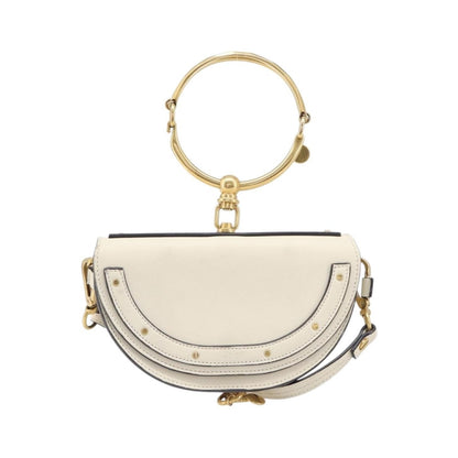 Chloe Nile Minaudière Leather, White, Leather, Handbag