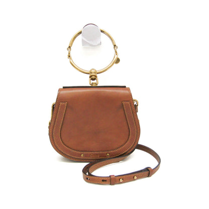 Chloe Nile Studded Suede and Leather, Brown, Leather, Crossbody Bag