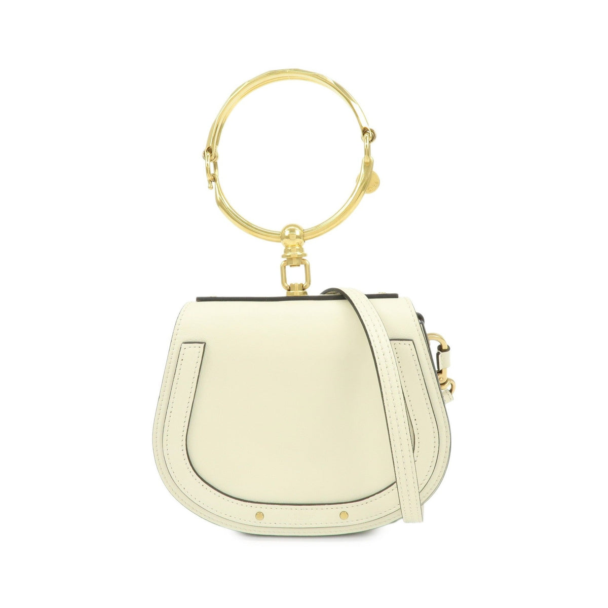Chloe Nile Studded Suede and Leather, White, Leather, Crossbody Bag