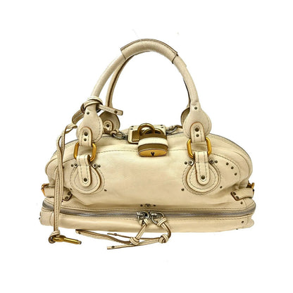 Chloe Paddington Lock Leather, Beige, Leather, Handbag