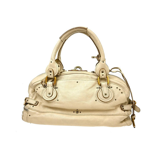 Chloe Paddington Lock Leather, Beige, Leather, Handbag