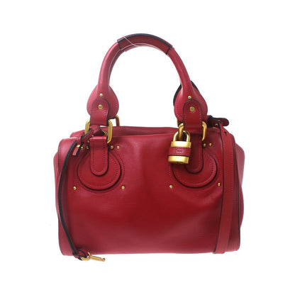 Chloe Paddington Lock Leather, Red, Leather, Handbag