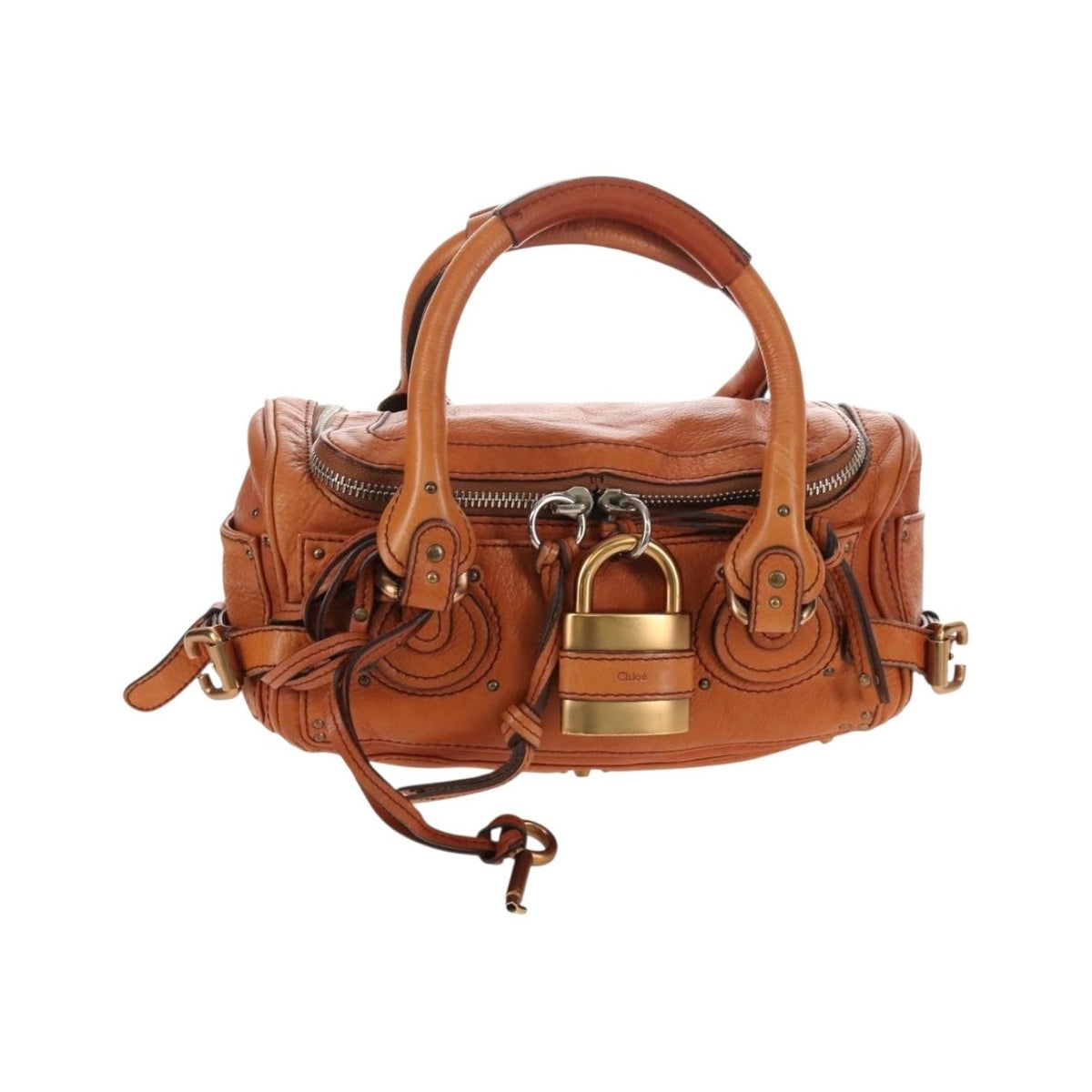 Chloe Paddington Lock Leather, Orange, Leather, Handbag