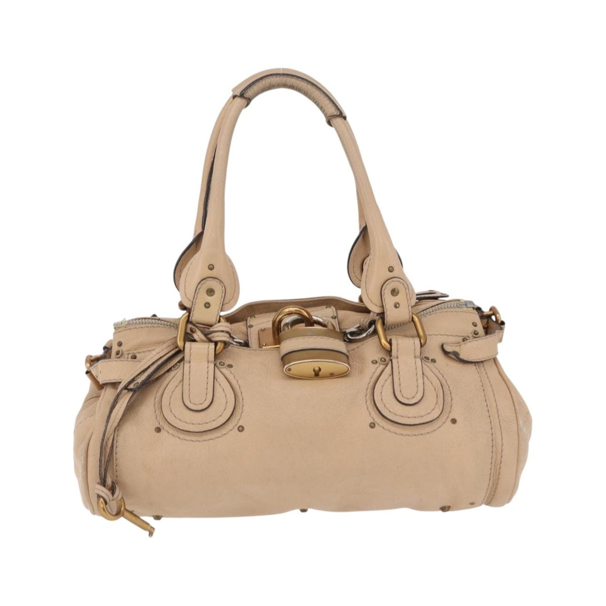 Chloe Paddington Lock Leather, Beige, Leather, Handbag