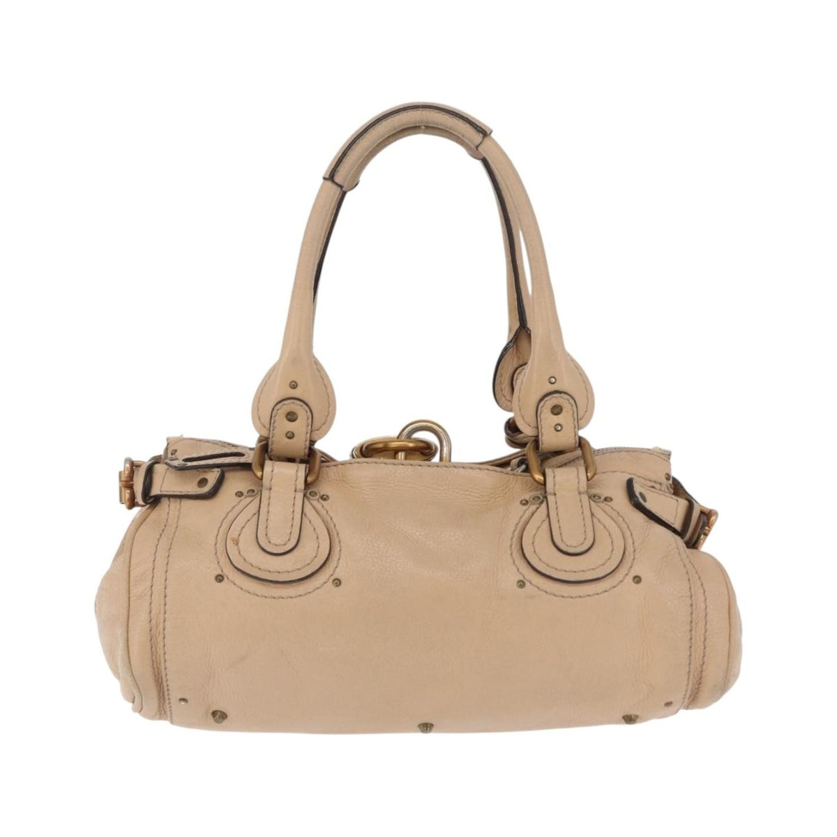 Chloe Paddington Lock Leather, Beige, Leather, Handbag