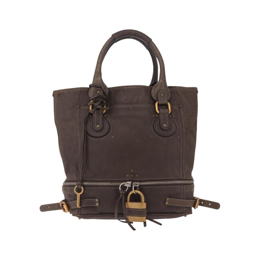 Chloe Paddington Zip Leather, Brown, Leather, Tote Bag