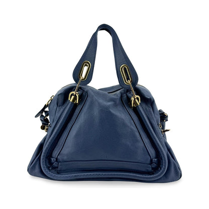 Chloe Paraty Military Top Handle Leather, Navy, Leather, Handbag