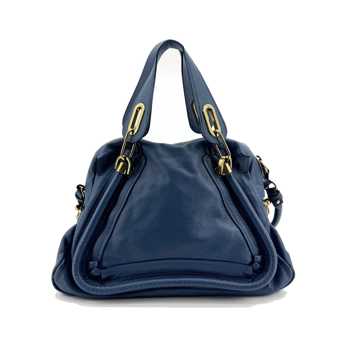 Chloe Paraty Military Top Handle Leather, Navy, Leather, Handbag