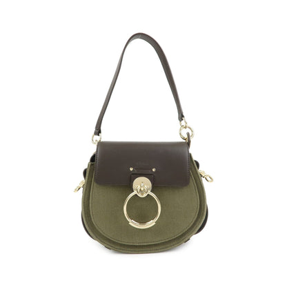 Chloe Tess Canvas with Leather, Green, Canvas, Handbag