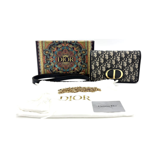 Christian Dior 30 Montaigne 2-in-1 Oblique Canvas, Navy, Other, Clutch