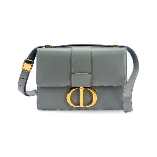 Christian Dior 30 Montaigne Box Leather, Gray, Calfskin, Handbag