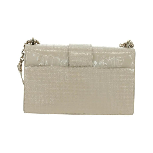 Christian Dior 30 Montaigne Chain Flap Micro Cannage Metallic Calfskin, Beige, Patent Leather, Shoulder Bag