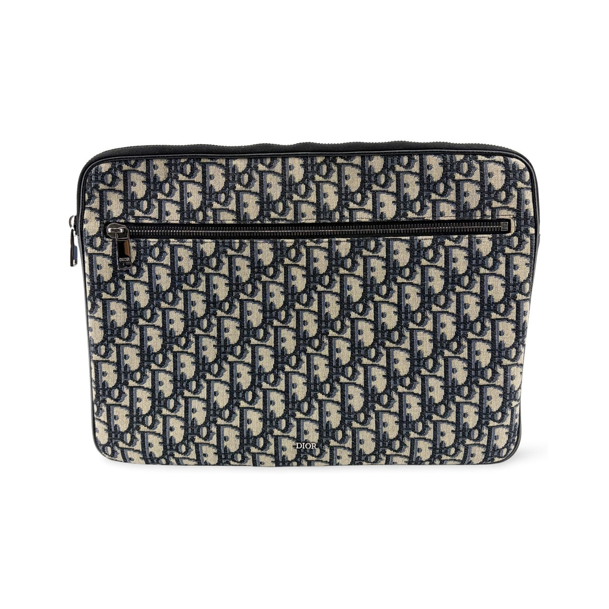 Christian Dior A4 Zip Oblique Canvas, Beige, Canvas, Clutch