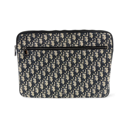 Christian Dior A4 Zip Oblique Canvas, Beige, Canvas, Clutch