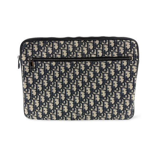 Christian Dior A4 Zip Oblique Canvas, Beige, Canvas, Clutch